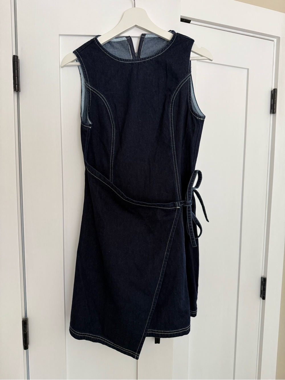 COMMENSE Sleeveless  Wrap Denim Dress